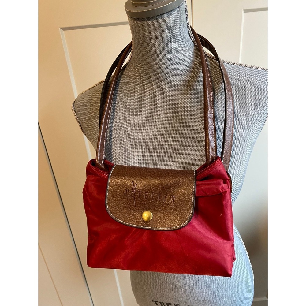 L'Atelier Tote Italian Nylon Leather Bag Expandable Purse Y2K s14